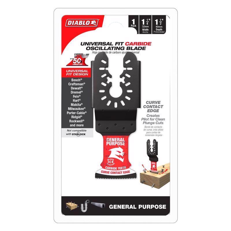 Diablo 1-1/4 in. X 1-1/4 in. W Carbide Oscillating Blade General Purpose Cuts