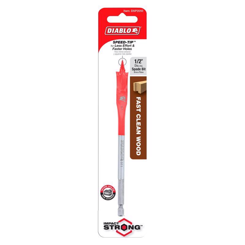 Diablo 1/2 in. X 6 in. L High Speed Steel Clean Wood Spade Bit Hex Shank