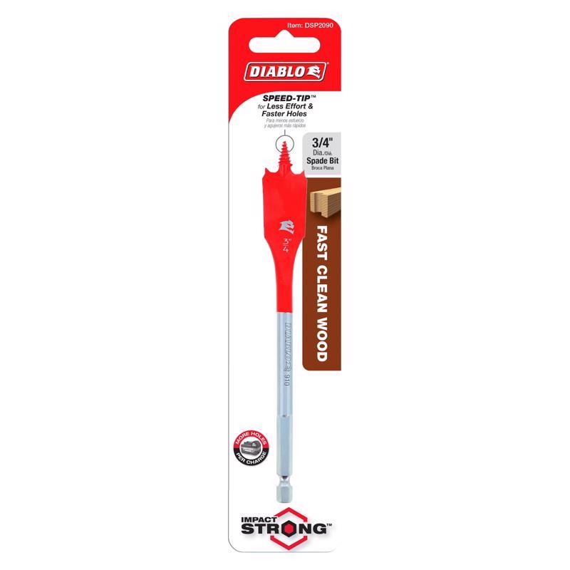 Diablo 3/4 in. X 6 in. L High Speed Steel Clean Wood Spade Bit Hex Shank