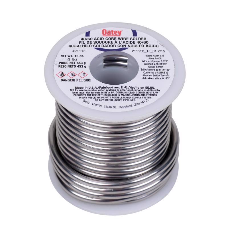 Oatey Acid Core Wire Solder 0.125 in. D Tin/Lead 40/60