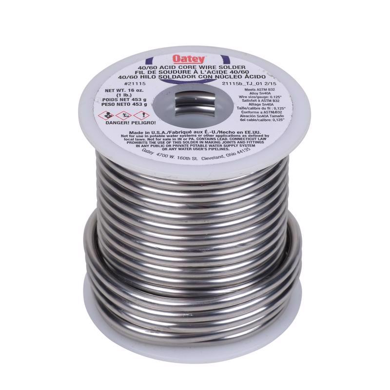 Oatey Acid Core Wire Solder 0.125 in. D Tin/Lead 40/60