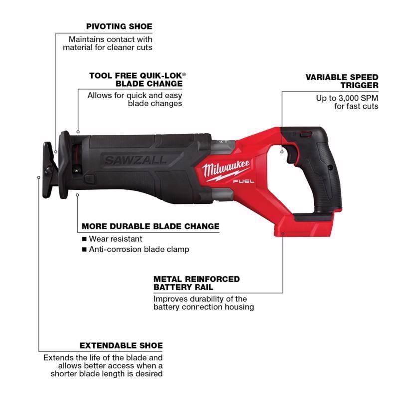 Milwaukee M18 FUEL Cordless Brushless Reciprocating Saw Tool Only