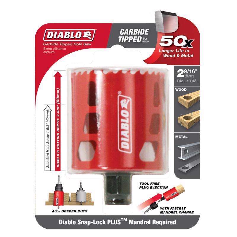 Diablo Snap-Lock Plus 2-9/16 in. Carbide Tipped 2-3/8 in. L Hole Saw