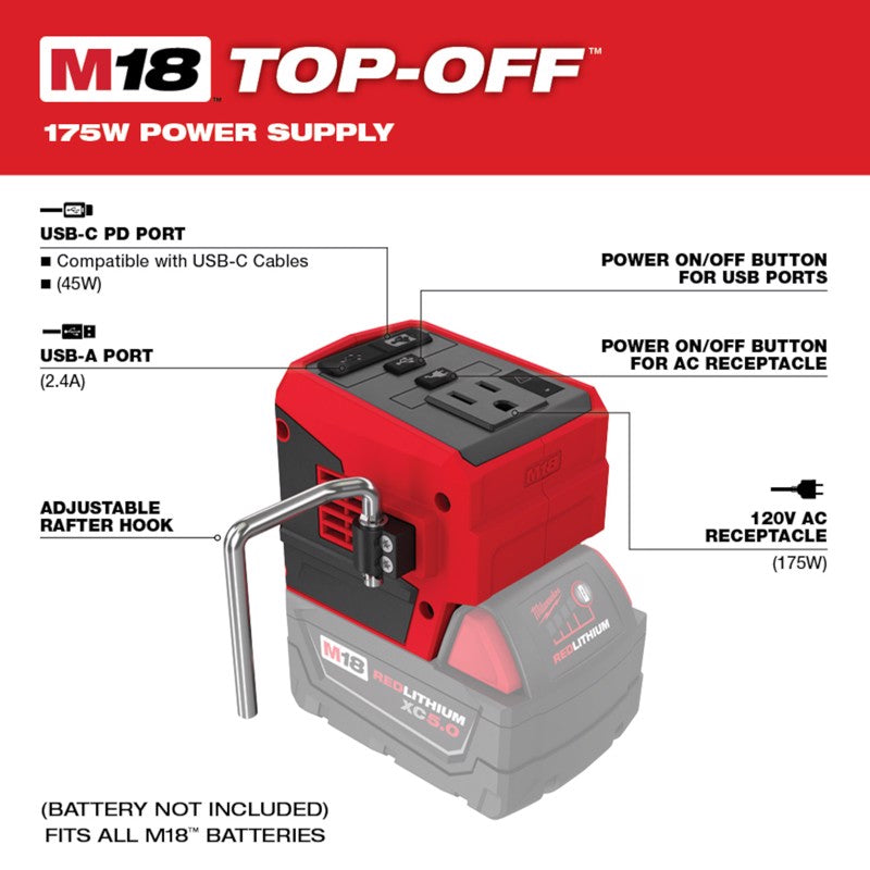 Milwaukee M18 TOP-OFF Lithium-Ion 175W Power Supply