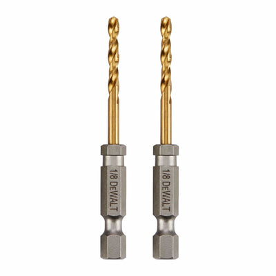 DeWalt 1/8 in. X 2-5/8 in. L Titanium Drill Bit Hex Shank 2 pk