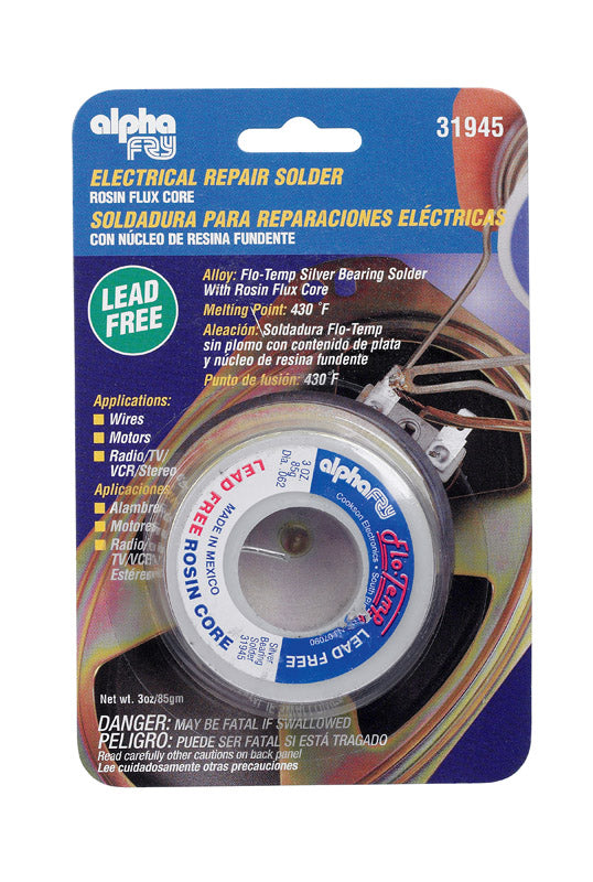 Alpha Fry 3 oz Lead-Free Rosin Core Solder Wire 0.062 in. D Tin/Copper/Silver