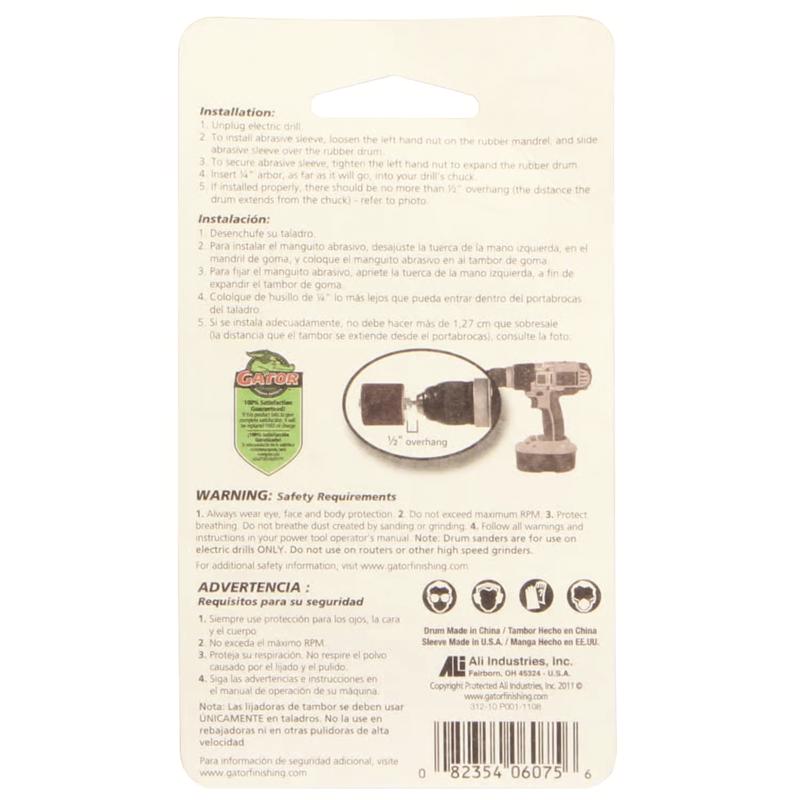 Gator 3/4 in. D X 3/4 in. L Aluminum Oxide Drum Sander Kit 50 Grit Coarse