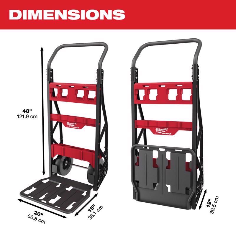 Milwaukee Packout 48 in. H X 20 in. W X 12 in. D Collapsible 2-Wheel Cart
