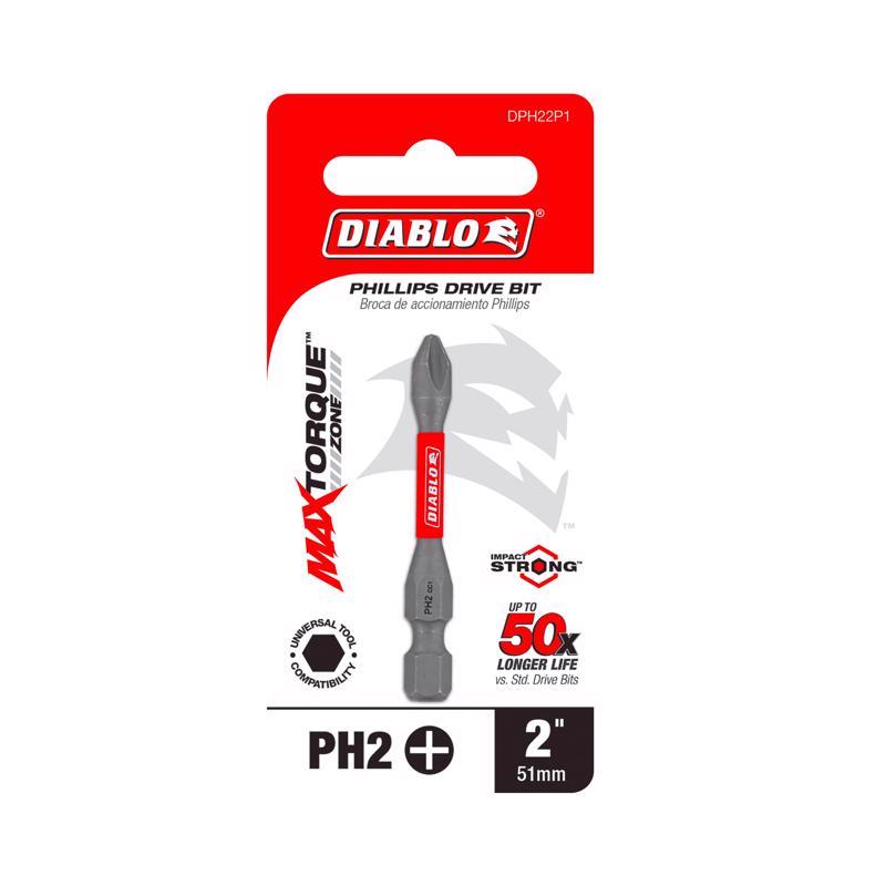 Diablo Phillips #2 X 2 in. L Driver Bit