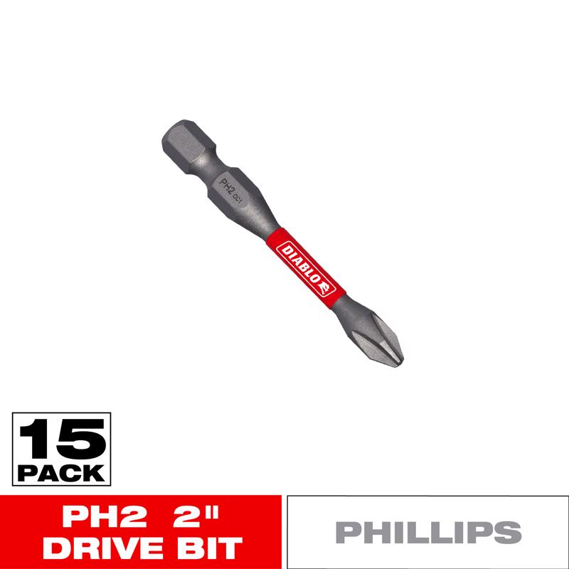 Diablo Phillips #2 X 2 in. L Driver Bit 15 pk