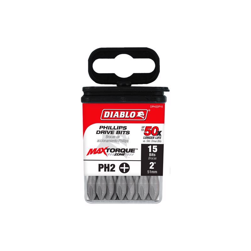 Diablo Phillips #2 X 2 in. L Driver Bit 15 pk