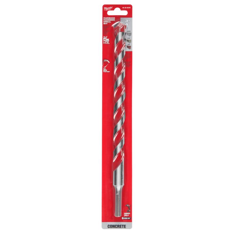 Milwaukee Shockwave 3/4 in. X 12 in. L Carbide Hammer Drill Bit 3-Flat Shank