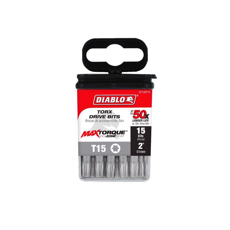 Diablo Torx #15 X 2 in. L Driver Bit Black Oxide 15 pk