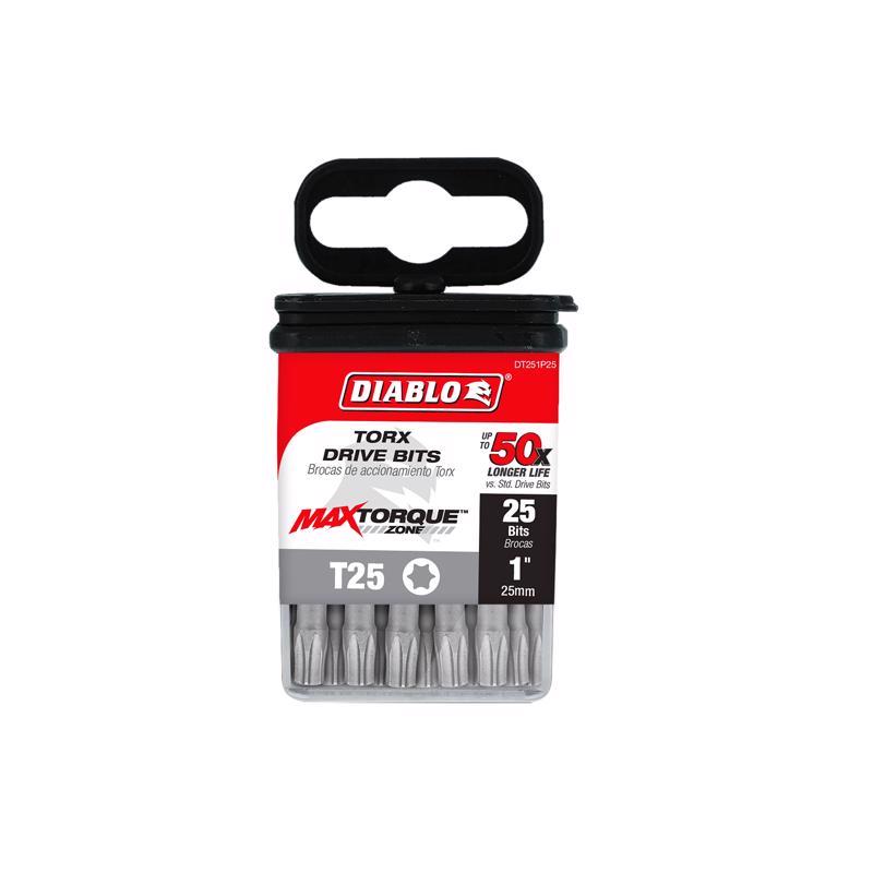 Diablo Torx #25 X 1 in. L Driver Bit Black Oxide 25 pk