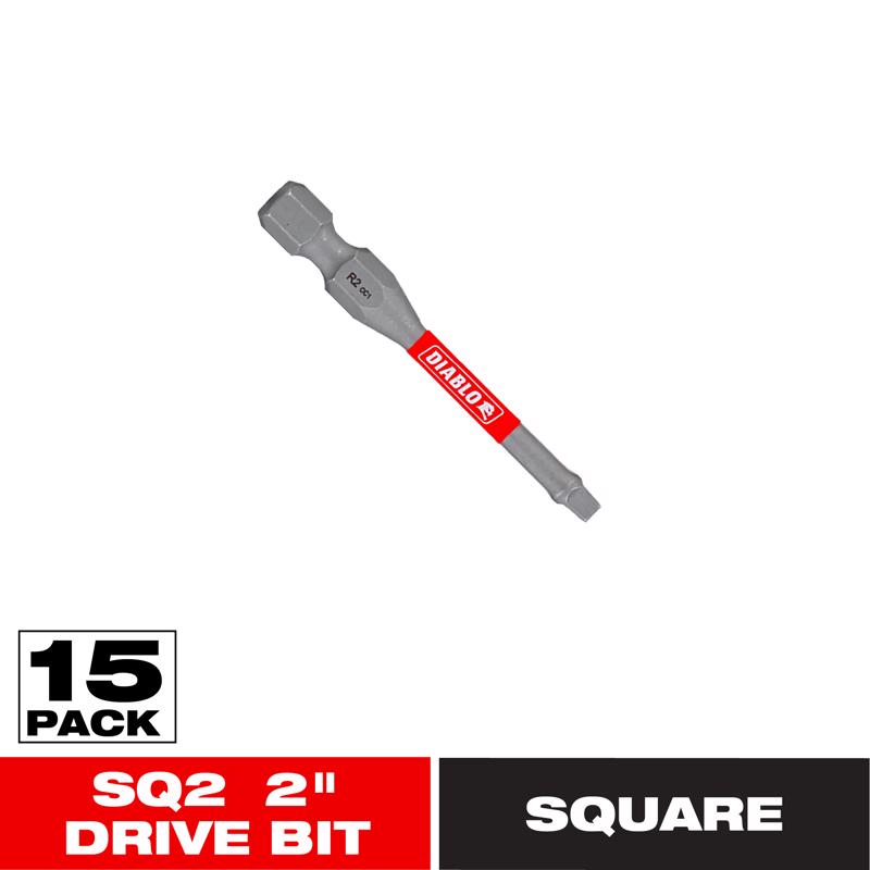 Diablo Square #2 X 2 in. L Driver Bit 15 pk