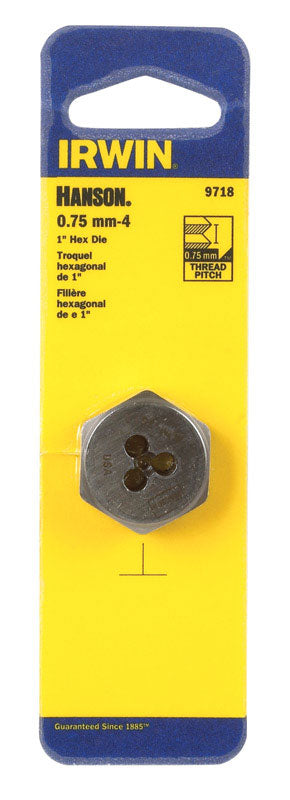 Irwin Hanson High Carbon Steel Metric Hexagon Die 4 - 0.75 mm