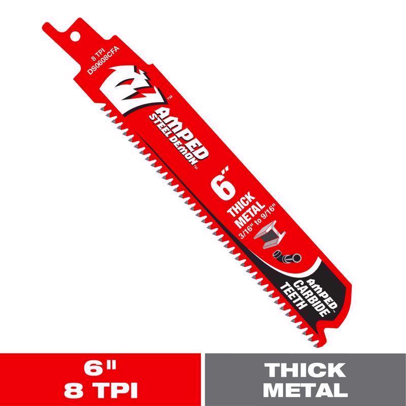 Diablo Steel Demon Amped 6 in. Carbide Tipped Thick Metal Reciprocating Saw Blade 6/9 TPI