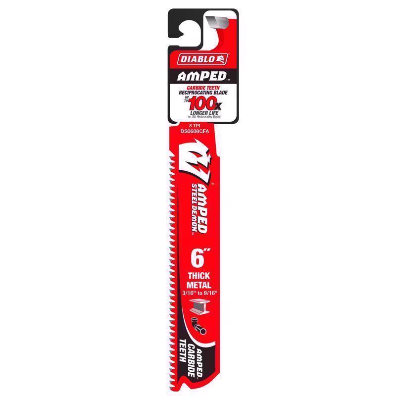 Diablo Steel Demon Amped 6 in. Carbide Tipped Thick Metal Reciprocating Saw Blade 6/9 TPI