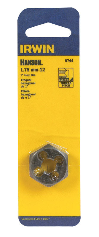 Irwin Hanson High Carbon Steel Metric Hexagon Die 12 - 1.75 mm