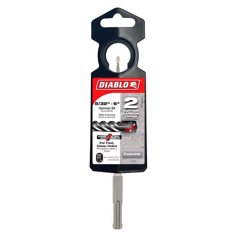 Diablo 5/32 in. X 6 in. L Carbide Tipped 2-Cutter Hammer Drill Bit SDS-Plus Shank