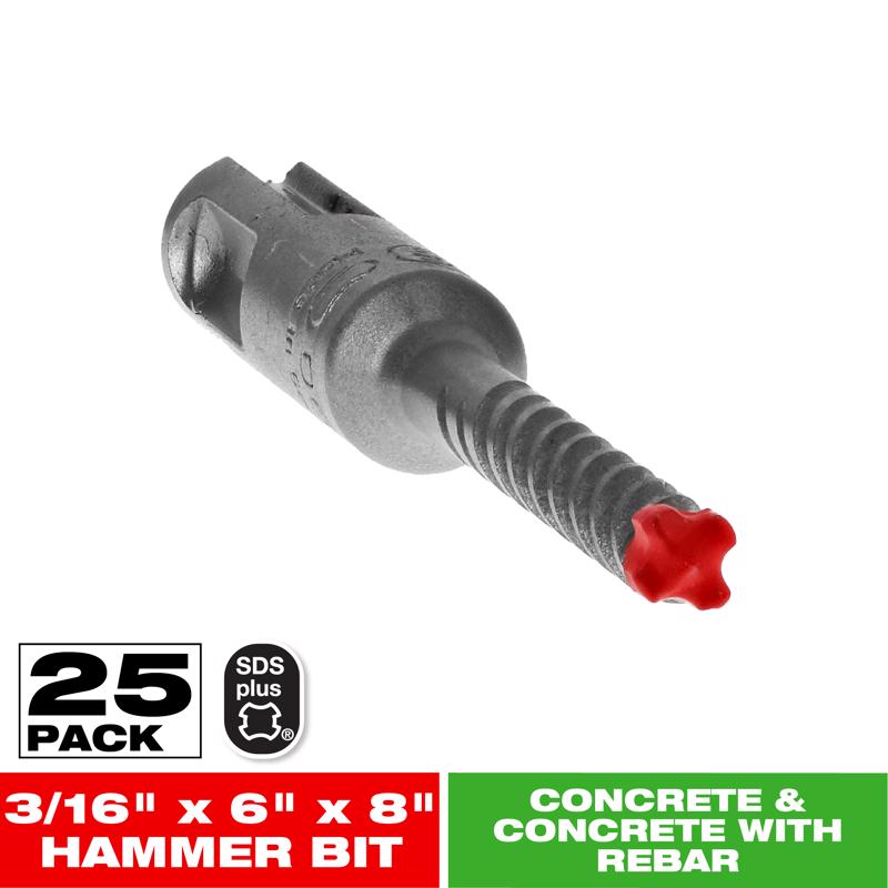 Diablo Rebar Demon 3/16 in. X 8 in. L Carbide Hammer Drill Bit SDS-Plus Shank 25 pk
