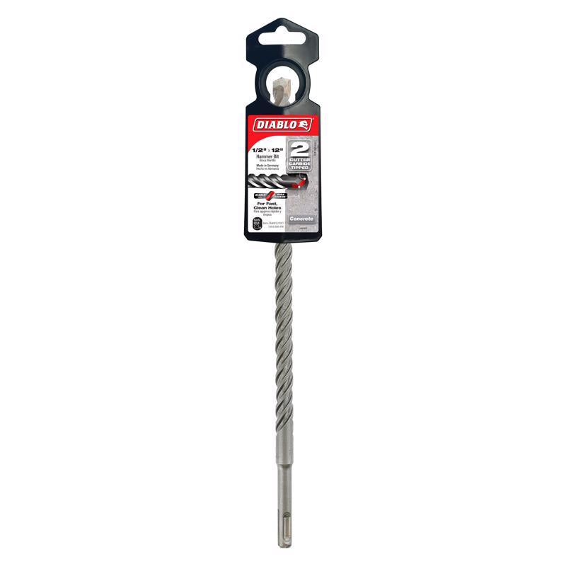 Diablo 1/2 in. X 12 in. L Carbide Tipped 2-Cutter Hammer Drill Bit SDS-Plus Shank