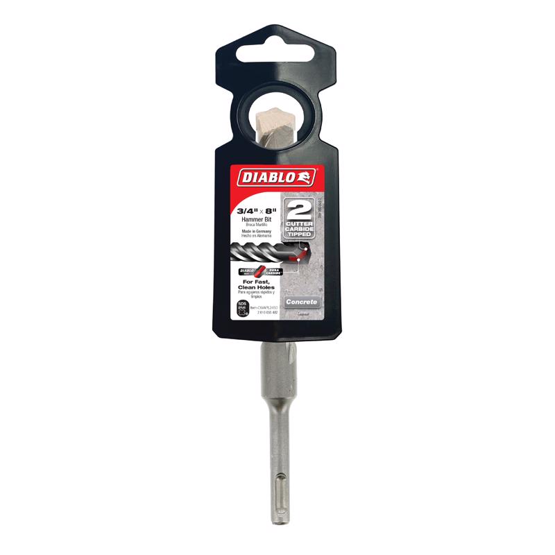 Diablo 3/4 in. X 8 in. L Carbide Tipped 2-Cutter Hammer Drill Bit SDS-Plus Shank