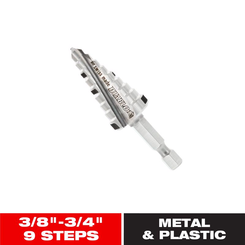 Diablo 3/4 in. X 2-19/32 in. L Metal Impact Step Drill Bit Hex Shank