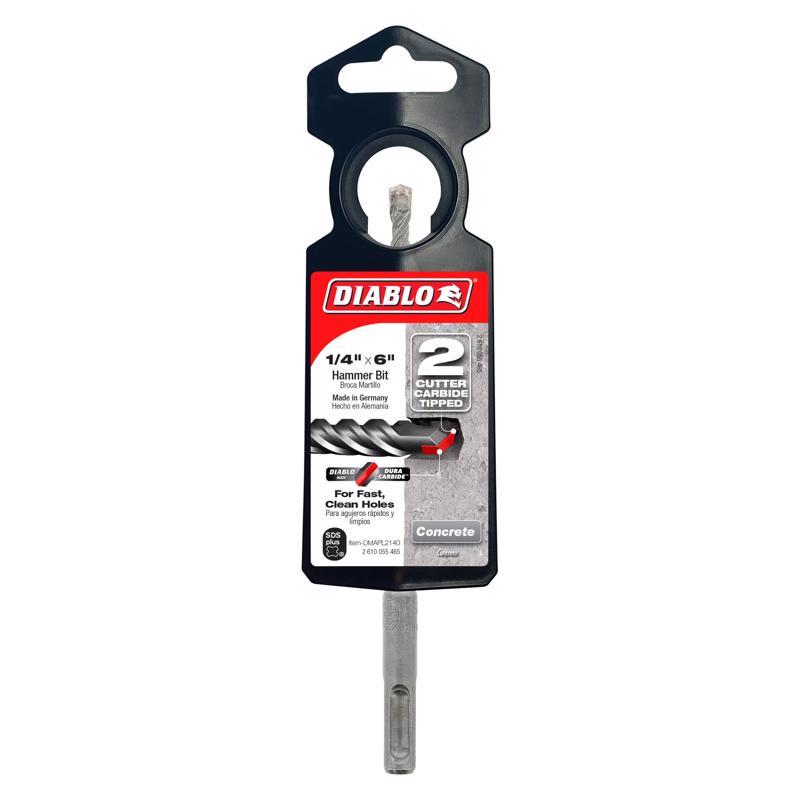 Diablo 1/4 in. X 6 in. L Carbide Tipped 2-Cutter Hammer Drill Bit SDS-Plus Shank
