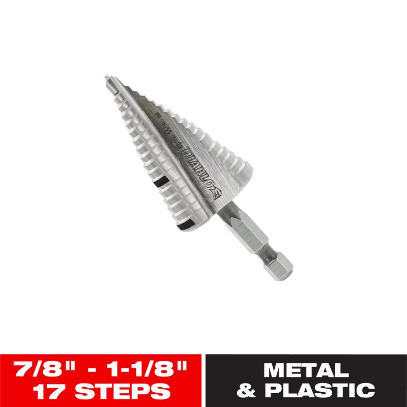 Diablo 1-1/8 in. X 3-1/32 in. L Metal Impact Step Drill Bit Hex Shank