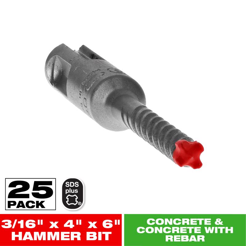 Diablo Rebar Demon 3/16 in. X 6 in. L Carbide Hammer Drill Bit SDS-Plus Shank 25 pk