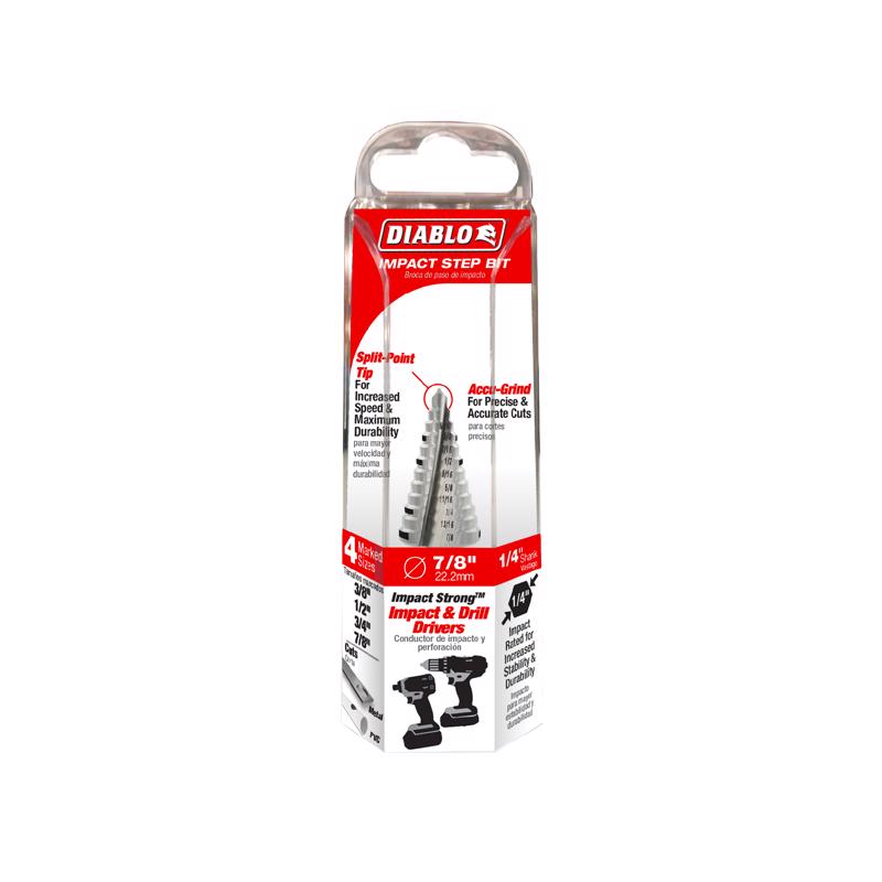 Diablo 7/8 in. X 2-3/4 in. L Metal Impact Step Drill Bit Hex Shank