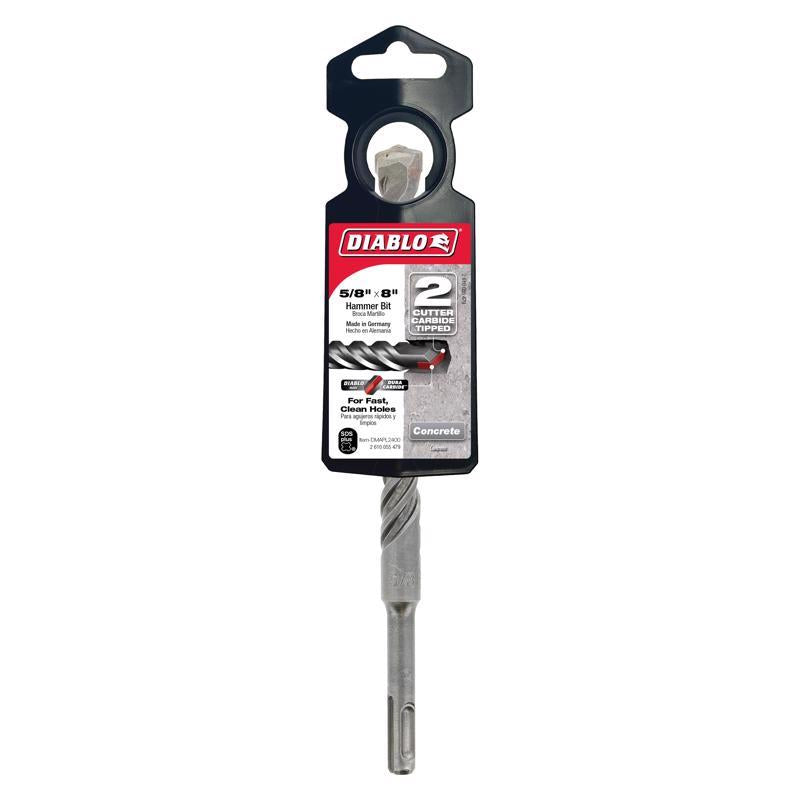 Diablo 5/8 in. X 8 in. L Carbide Tipped 2-Cutter Hammer Drill Bit SDS-Plus Shank