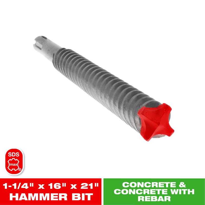 Diablo Rebar Demon 1-1/4 in. X 21 in. L Carbide Tipped Hammer Drill Bit SDS-Max Shank