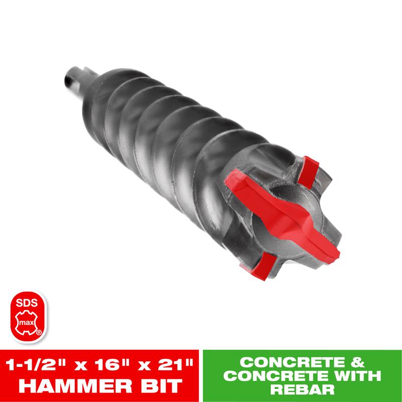 Diablo Rebar Demon 1-1/2 in. X 21 in. L Carbide Tipped Hammer Drill Bit SDS-Max Shank