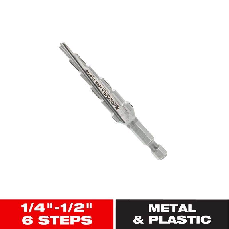 Diablo 1/2 in. X 3-3/8 in. L Metal Impact Step Drill Bit Hex Shank