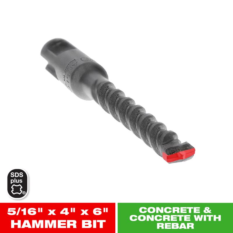 Diablo 5/16 in. X 6 in. L Carbide Tipped 2-Cutter Hammer Drill Bit SDS-Plus Shank