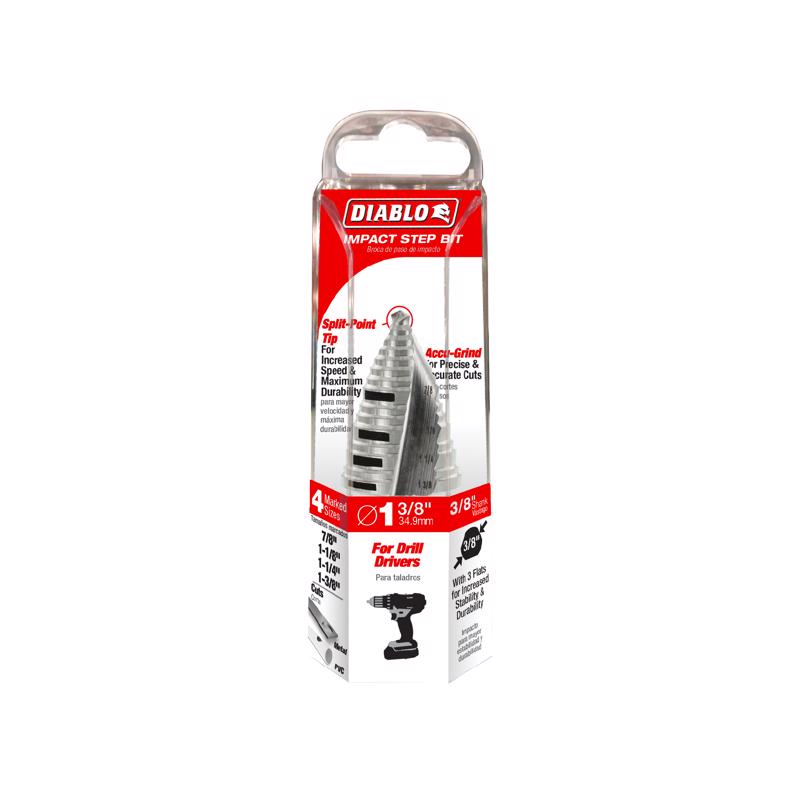 Diablo 1-3/8 in. X 2-29/32 in. L Metal Step Drill Bit 3-Flat Shank