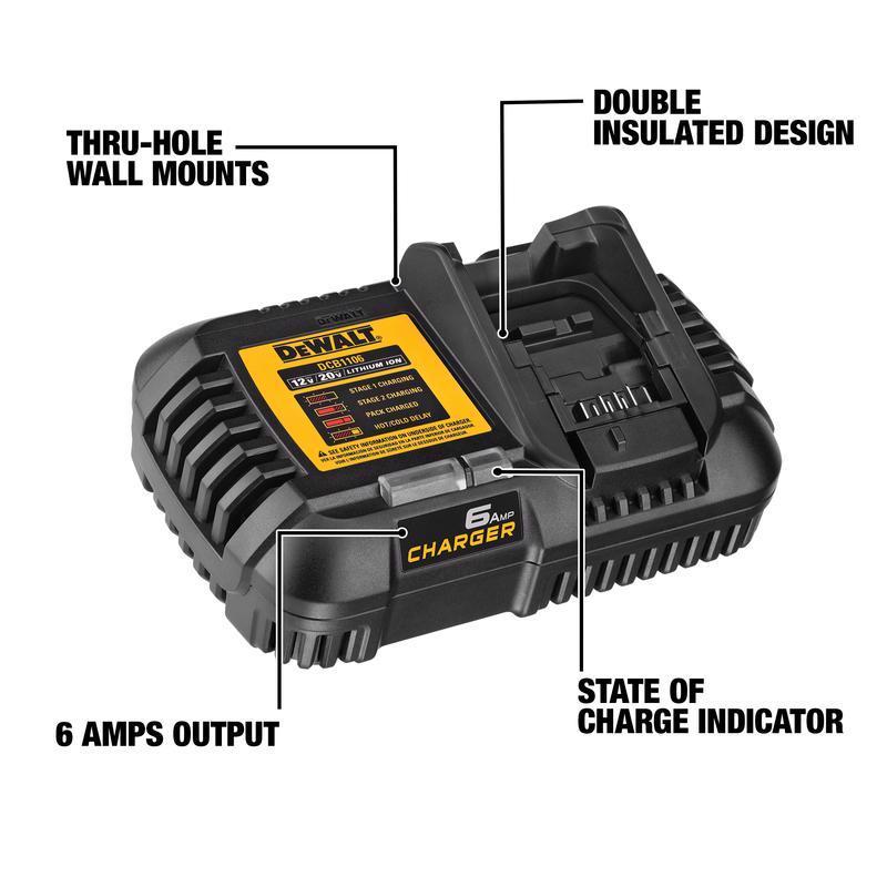 DeWalt 20V MAX DCB1106 20 V Lithium-Ion 6 Amp Battery Charger