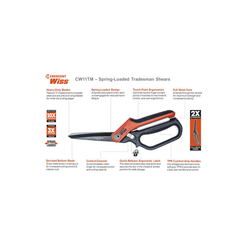 Crescent Wiss 11 in. Stainless Steel Serrated Tradesman Shears