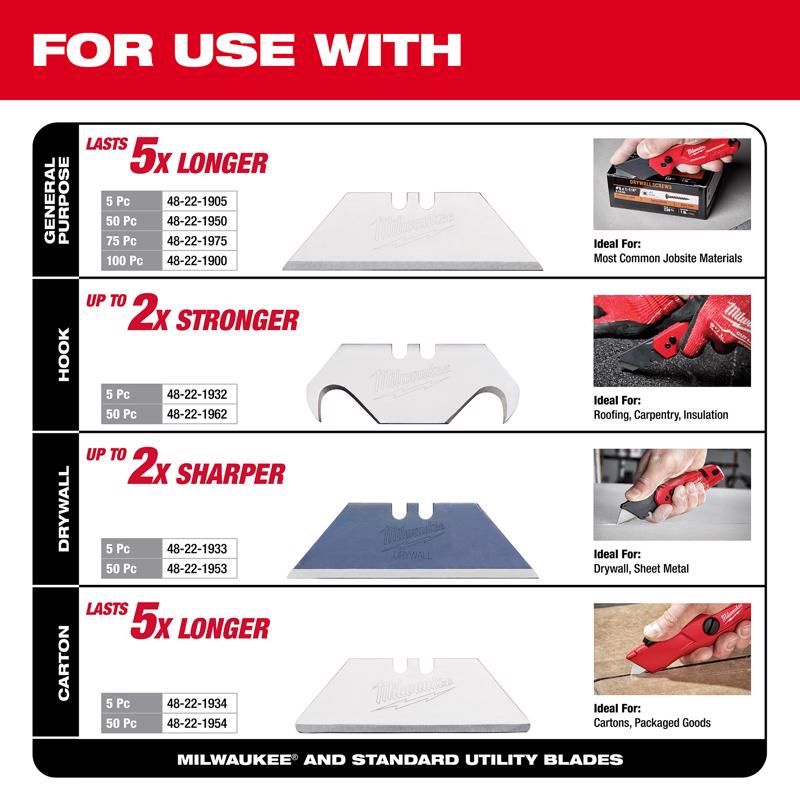 Milwaukee Fastback 8-3/4 in. Folding 6-in-1 Utility Knife Red