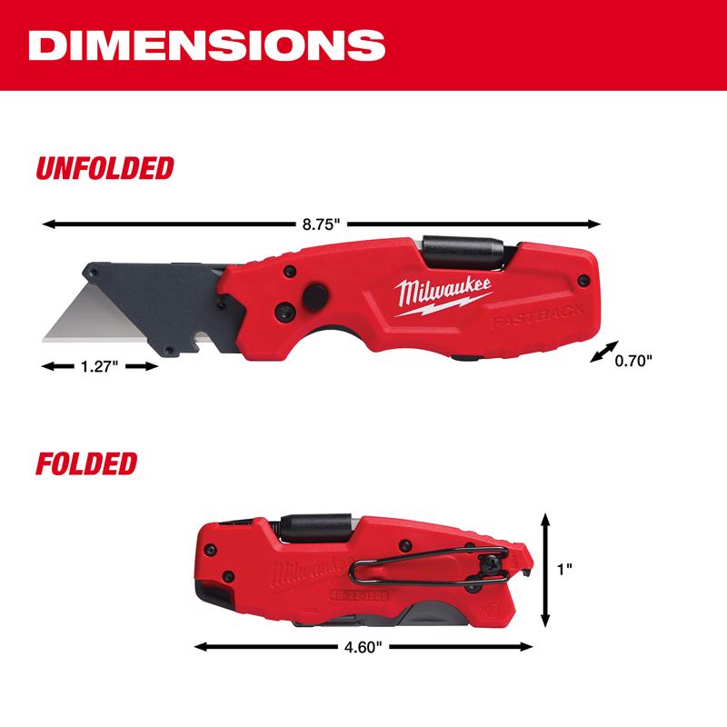 Milwaukee Fastback 8-3/4 in. Folding 6-in-1 Utility Knife Red