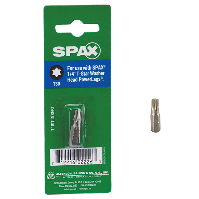SPAX T-Star Washer T30 X 1 in. L Driver Bit Steel