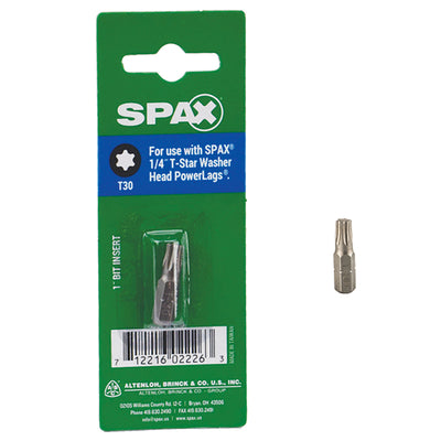 SPAX T-Star Washer T30 X 1 in. L Driver Bit Steel