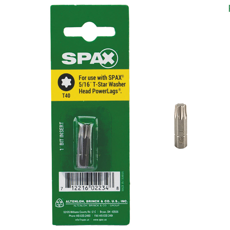 SPAX T-Star Washer T40 X 1 in. L Driver Bit Steel