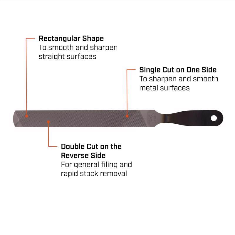 Crescent Nicholson 8 in. L Steel Rectangular Double/Single Cut Axe File