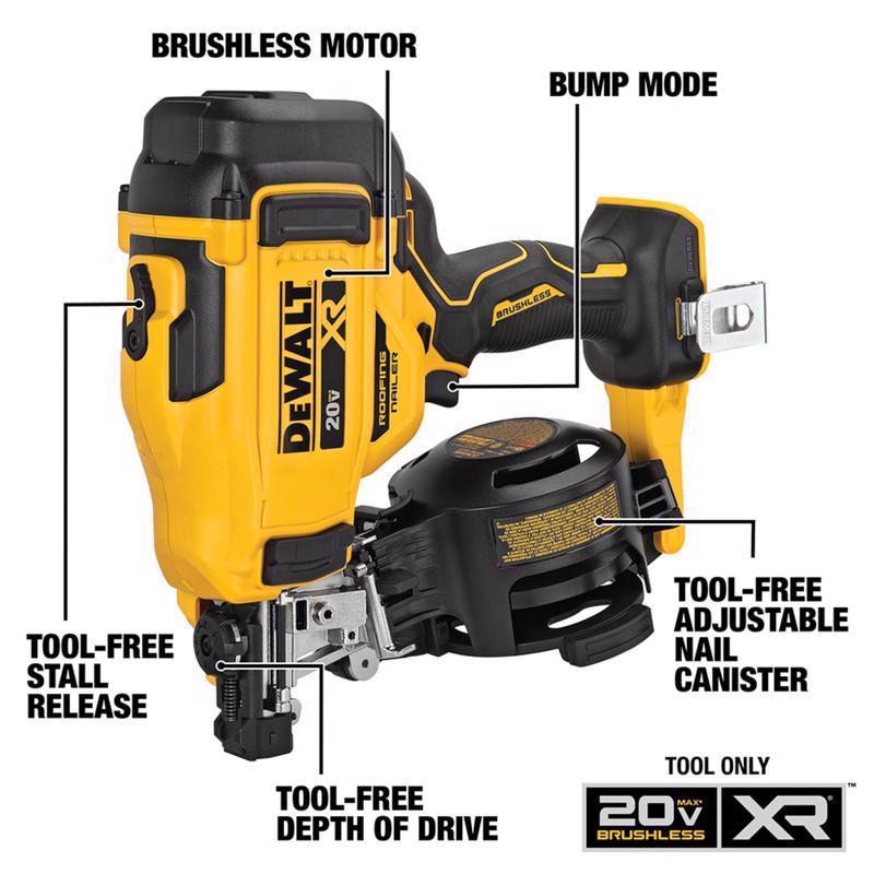 DeWalt 20V MAX Cordless 15 deg Roofing Nailer Tool Only 20 V