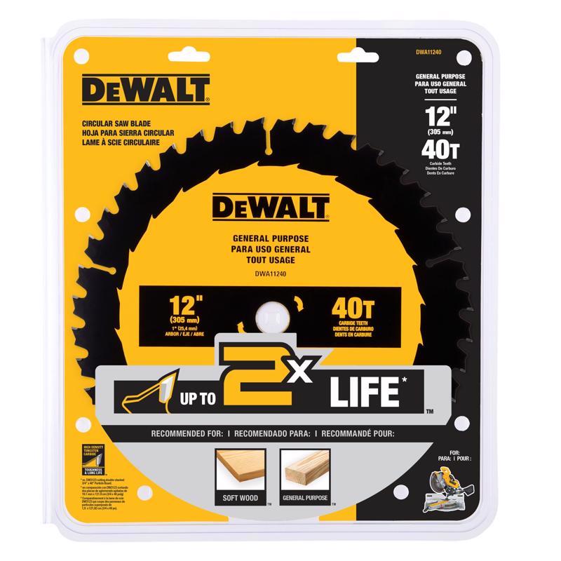 DeWalt 12 in. D X 1 in. Carbide Tipped Circular Saw Blade 40 teeth