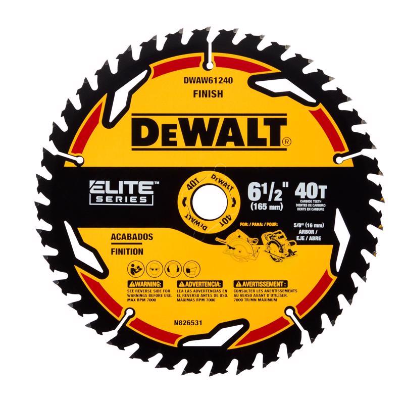 DeWalt Elite Series 6-1/2 in. D X 5/8 in. Carbide Circular Saw Blade 40 teeth