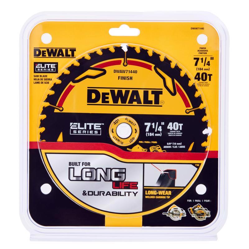 DeWalt Elite Series 7-1/4 in. D X 5/8 in. Carbide Circular Saw Blade 40 teeth